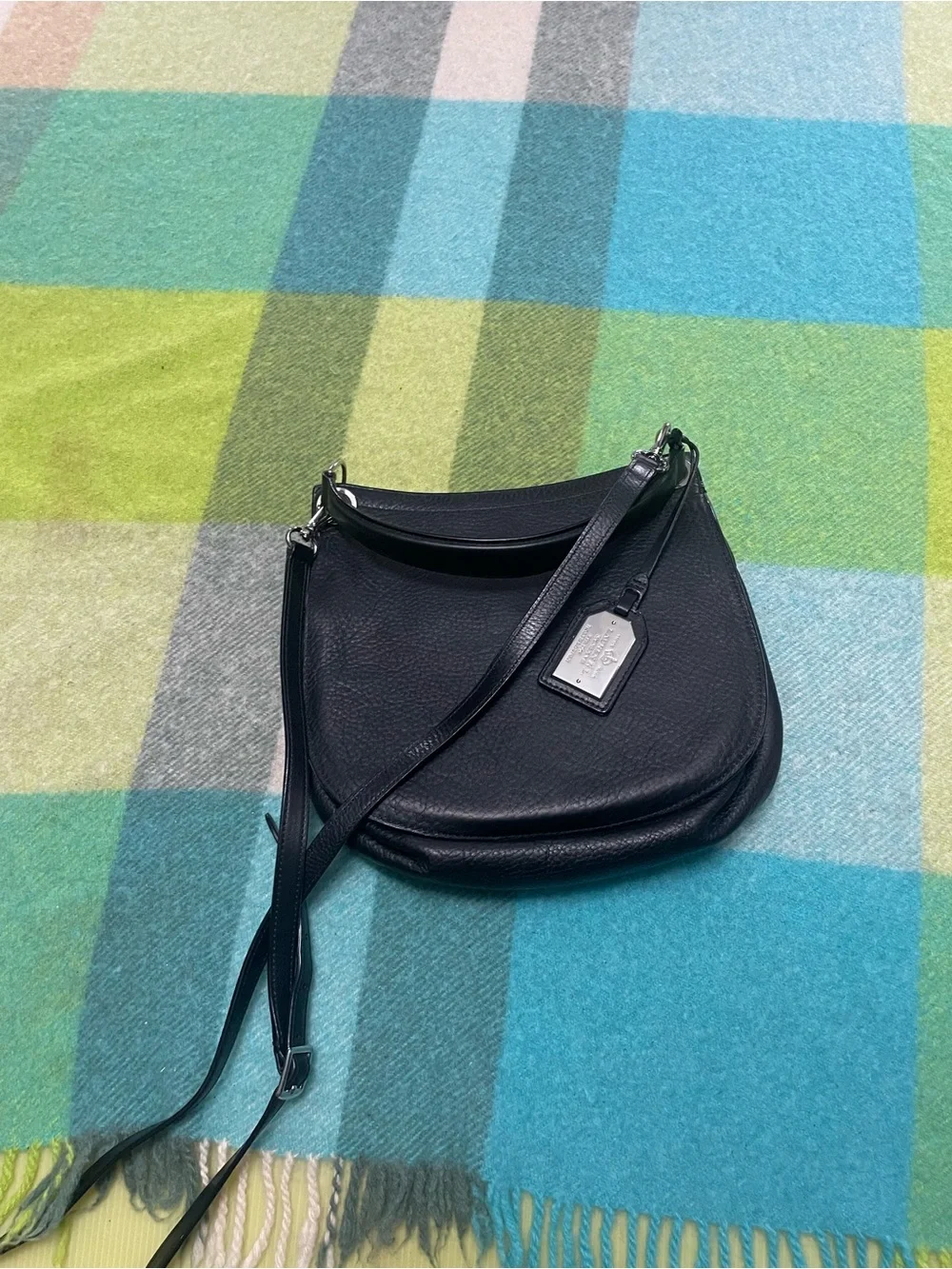 Polo Ralph Lauren Baguette Double Strap Leather Black Hand Crossbody Bag